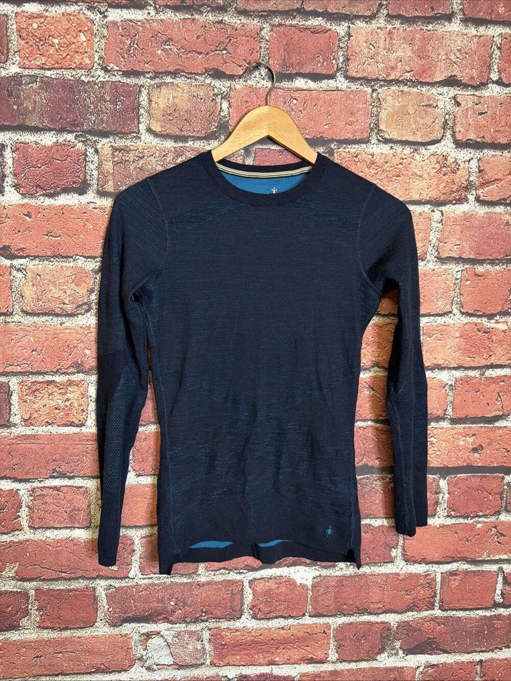SMARTWOOL Intraknit Wool Blend Baselayer Crew Neck Long Sleeve Navy Blue Sz S